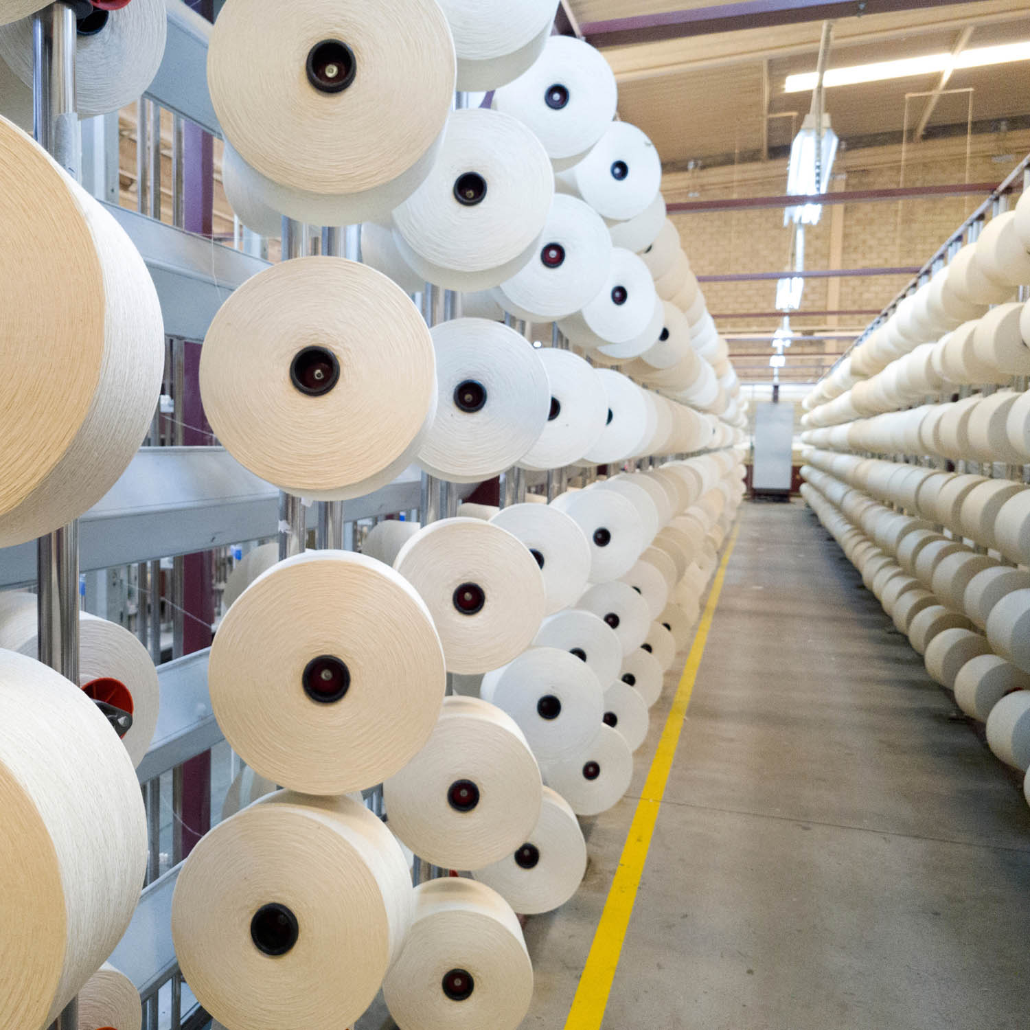 Rolls of paper in an industrial facility