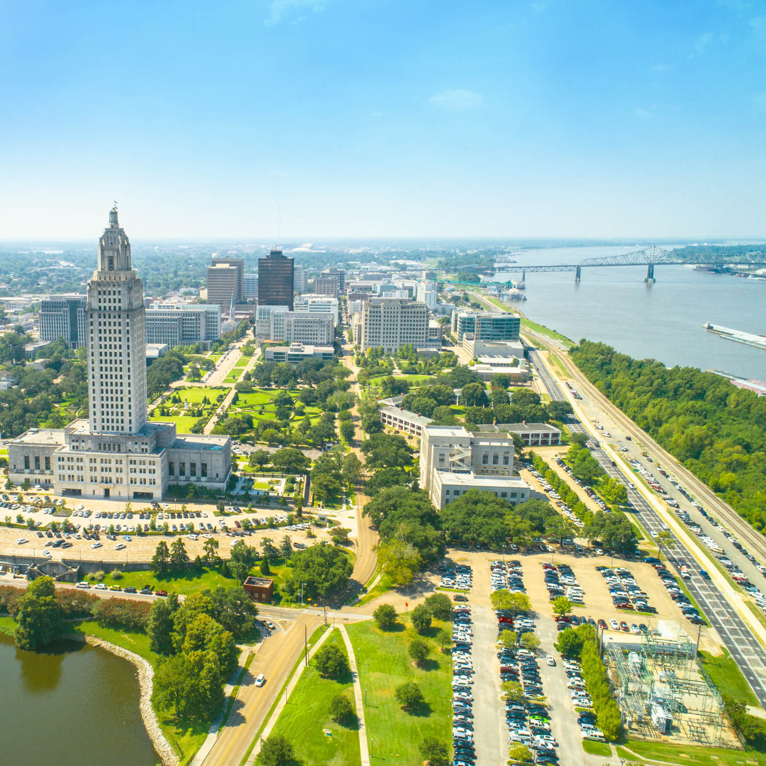 Baton Rouge downtown and Mississippi River